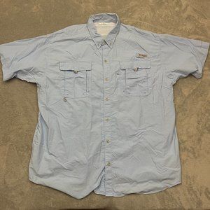 Columbia PFG Vented Fishing Shirt Short Sleeve Button Down Omni Shade Blue XXL